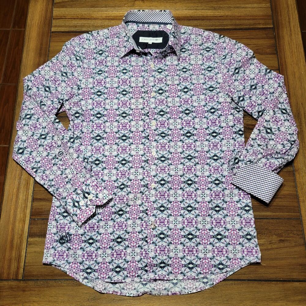John Lennon LS Purple Floral Full Button Shirt - Size Medium